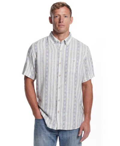 Weatherproof Vintage Men's Aztec Short Sleeve Printed Button-down Shirt In Gray