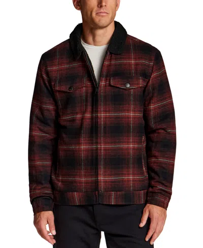 Weatherproof Vintage Regular Fit Berber-lined Flannel Trucker Jacket In Brown