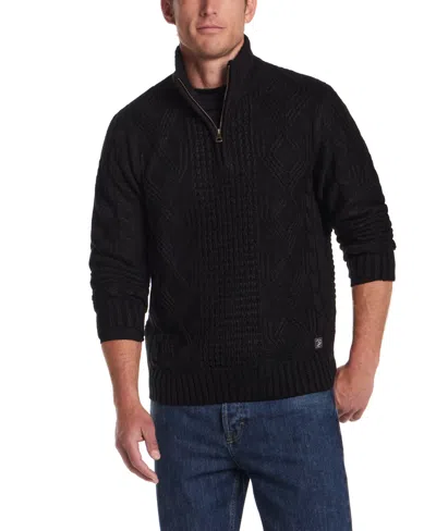 Weatherproof Vintage Chunky Cable Knit Quarter Zip Sweater In Black