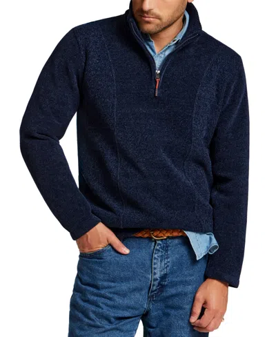 Weatherproof Vintage Chenille Quarter Zip Pullover With Elastic Drawcord In Blue