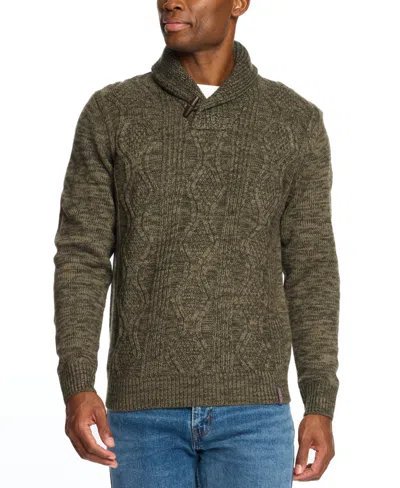 Weatherproof Vintage Men's Chunky Cable Knit Toggle Sweater In Light Olive