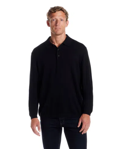 Weatherproof Vintage Men's Cotton Cashmere Long Sleeve Polo Sweater In Black