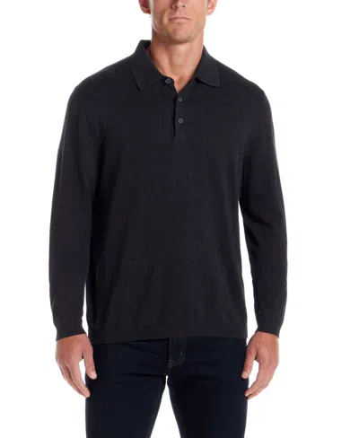Weatherproof Vintage Cotton-cashmere Long-sleeve Polo Sweater In Black
