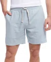 Weatherproof Vintage Men's Drawstring Linen Blend Shorts In Teal Mist