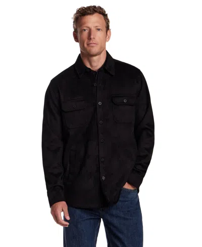 Weatherproof Vintage Men's Faux Suede Overshirt In Black