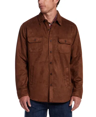 Weatherproof Vintage Men's Faux Suede Overshirt In Brown