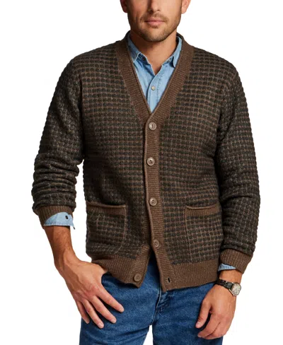 Weatherproof Vintage Grid V-neck Cardigan In Brown