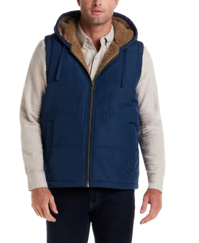 Weatherproof Vintage Sherpa Lined Hooded Puffer Vest In Blue