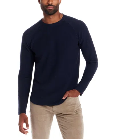 Weatherproof Vintage Men's Long Raglan Sleeve Ribbed Crewneck T-shirt In Blue