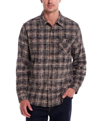 Weatherproof Vintage Men's Long Sleeve Distressed Flannel Button-front Shirt In Black