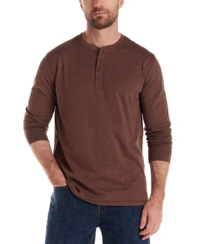 Weatherproof Vintage Brushed Jersey Henley Shirt In Brown