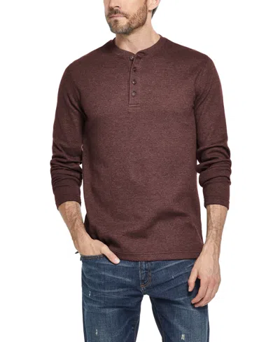 Weatherproof Vintage Waffle Henley Shirt In Brown