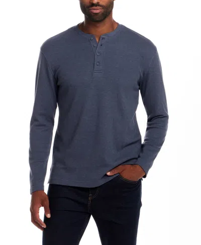 Weatherproof Vintage Men's Long Sleeve Waffle Henley Neck T-shirt In Blue