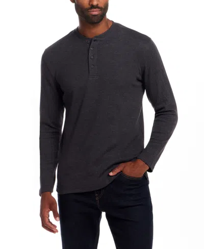Weatherproof Vintage Men's Long Sleeved Waffle Henley T-shirt In Blue