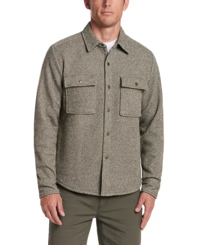 Weatherproof Vintage Men's Mixy Knit Long Sleeve Snap-front Shirt Jacket In Green