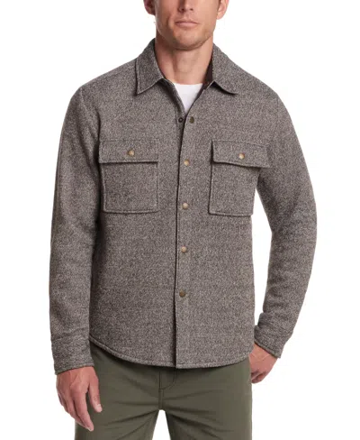 Weatherproof Vintage Men's Mixy Knit Long Sleeve Snap-front Shirt Jacket In Gray