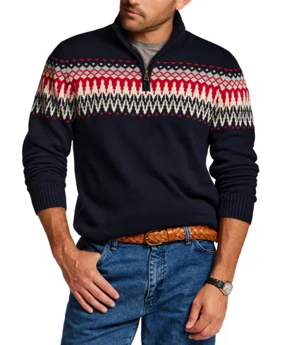 Weatherproof Vintage Nordic Yoke Quarter Zip Mock Neck Sweater In Black