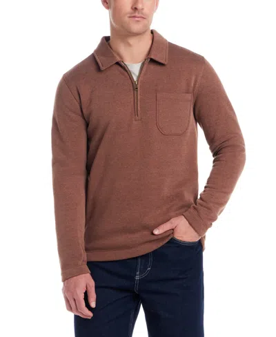 Weatherproof Vintage Men's Pebble Fleece Long Sleeve Quarter-zip Sweater In Brown