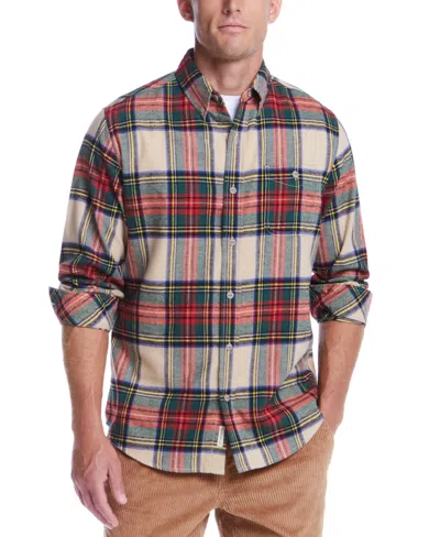 Weatherproof Vintage Men's Plaid Flannel Shirt In Bold Beige