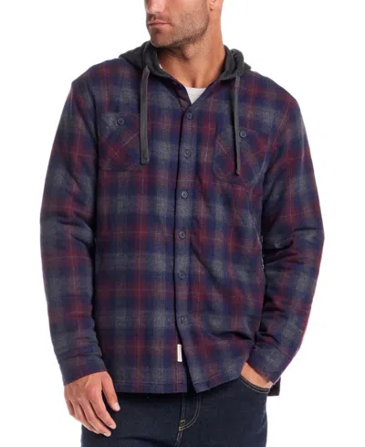 Weatherproof Vintage Men's Plaid Hooded Shirt Jacket In Blue