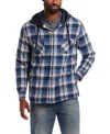 Weatherproof Vintage Men's Plaid Hooded Shirt Jacket In Blue