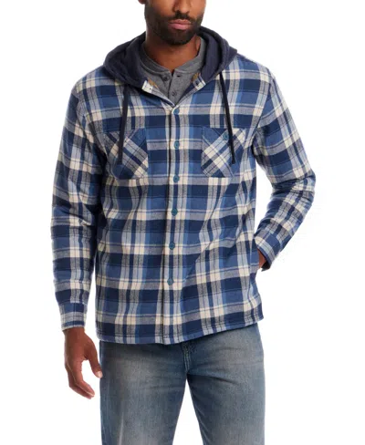 Weatherproof Vintage Men's Plaid Hooded Shirt Jacket In Blue