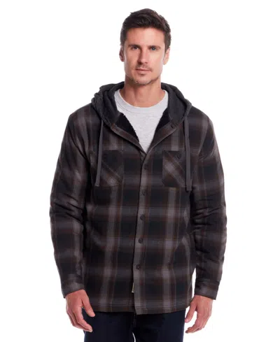 Weatherproof Vintage Men's Plaid Hooded Shirt Jacket In Brown