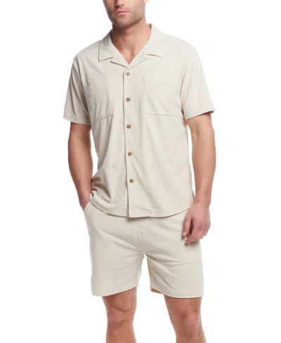 Weatherproof Vintage Men's Regular-fit Button-down Corduroy Camp Shirt In Cream