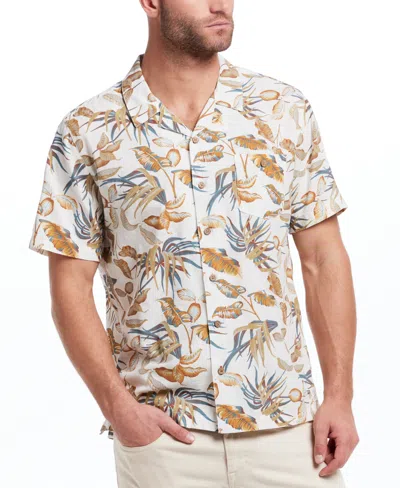Weatherproof Vintage Men's Regular-fit Palm Frond-print Button-down Camp Shirt In Brown
