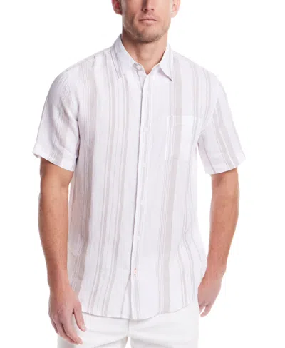 Weatherproof Vintage Men's Regular-fit Stripe Button-down Linen Shirt In Natural