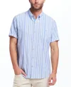 Weatherproof Vintage Men's Regular-fit Textured Stripe Button-down Shirt In Vista Blue