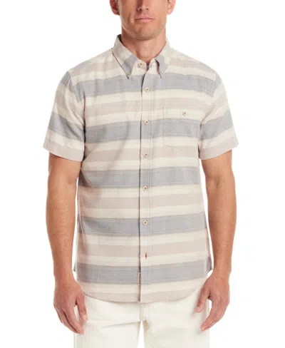 Weatherproof Vintage Men's Short Sleeve Burnout Striped Button-front Shirt In Neutral