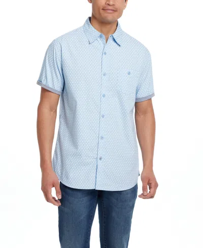 Weatherproof Vintage Men's Short Sleeve Cotton Poplin Shirt In Country Blue