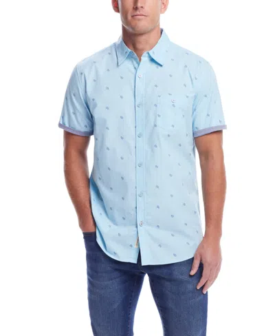 Weatherproof Vintage Men's Short Sleeve Cotton Poplin Shirt In Crystal Blue
