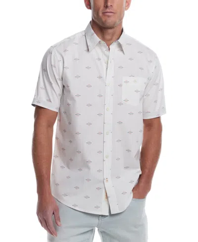 Weatherproof Vintage Men's Short Sleeve Cotton Poplin Shirt In Southwest White