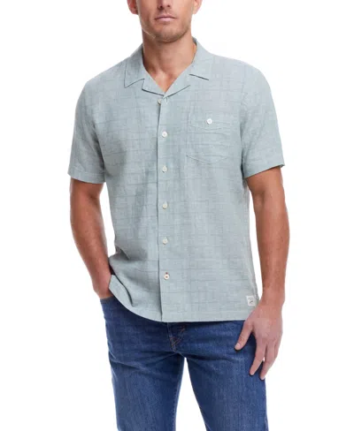 Weatherproof Vintage Men's Short Sleeve Linen Cotton Grid Dobby Shirt In Hedge Green