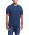 Weatherproof Vintage Men's Short Sleeve Melange Henley Shirt In Deep Cobalt