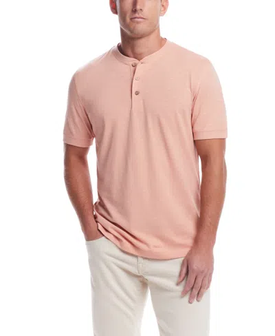 Weatherproof Vintage Men's Short Sleeve Melange Henley Shirt In Dusty Pink