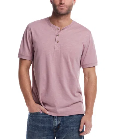 Weatherproof Vintage Men's Short Sleeve Melange Henley Shirt In Lilac