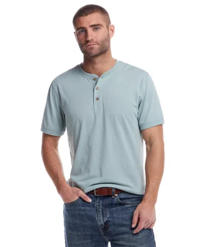 Weatherproof Vintage Men's Short Sleeve Melange Henley Shirt In Sea Mist Heather