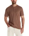 Weatherproof Vintage Men's Short Sleeve Microstripe Henley In Brown