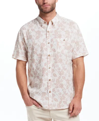 Weatherproof Vintage Men's Short Sleeve Print Linen Cotton Shirt In Neutral