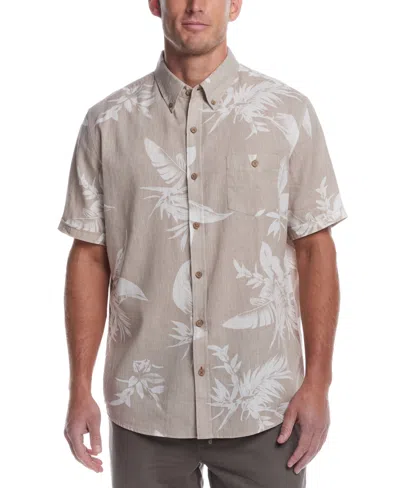 Weatherproof Vintage Men's Short Sleeve Print Linen Cotton Shirt In Gray