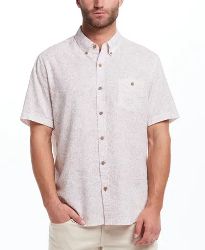 Weatherproof Vintage Men's Short Sleeve Print Linen Cotton Shirt In Multi