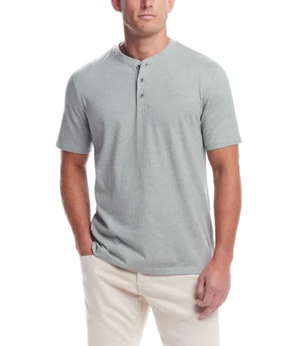 Weatherproof Vintage Men's Short Sleeve Sueded Microstripe Henley Shirt In Sea Spray