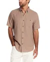 Weatherproof Vintage Men's Short Sleeve Textured Dobby Button-down Shirt In Multi