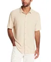Weatherproof Vintage Men's Short Sleeve Waffle-knit Button-front Shirt In Brown