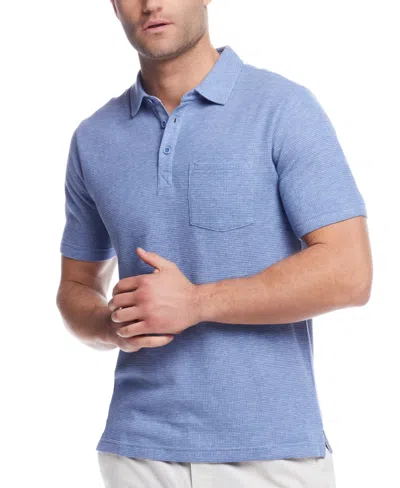 Weatherproof Vintage Men's Short Sleeve Waffle Polo Shirt In Blue