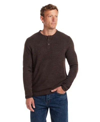 Weatherproof Vintage Men's Soft Touch Henley Sweater In Brown