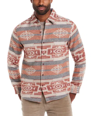 Weatherproof Vintage Men's Southwest Pattern Long Sleeve Button-front Shirt Jacket In Brown